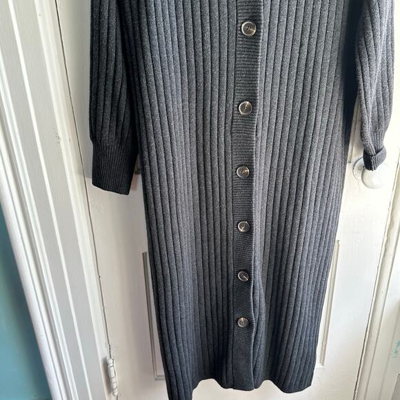 Faherty Jackson Long Sleeve Rib Sweater Dress In Ash Heather - Picture 6 of 9